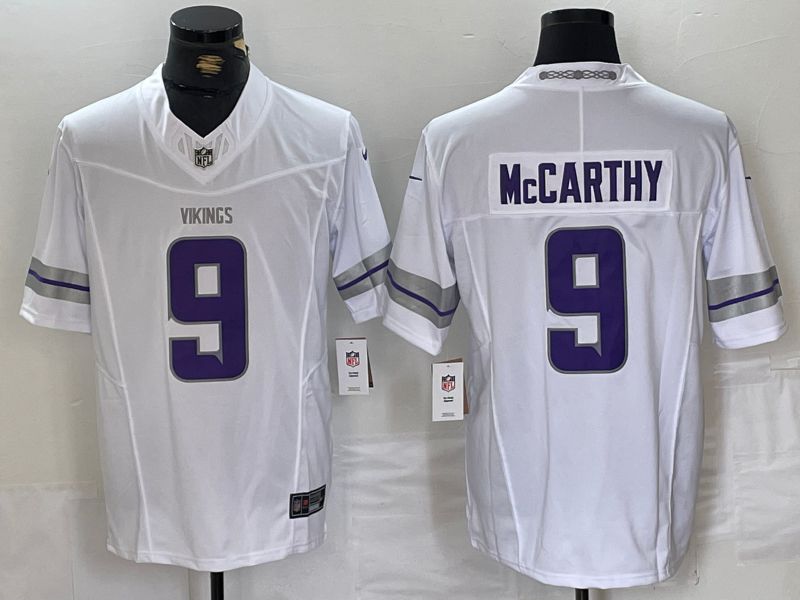 Men Minnesota Vikings #9 Mccarthy White Retro three generations 2024 Nike Limited NFL Jersey style 1->minnesota vikings->NFL Jersey